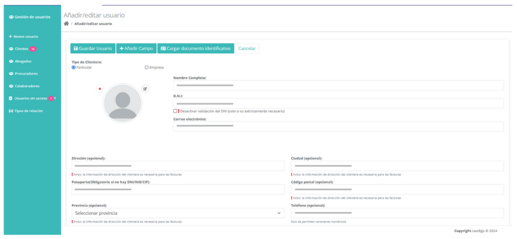 Gestion de contacto Lexdigo